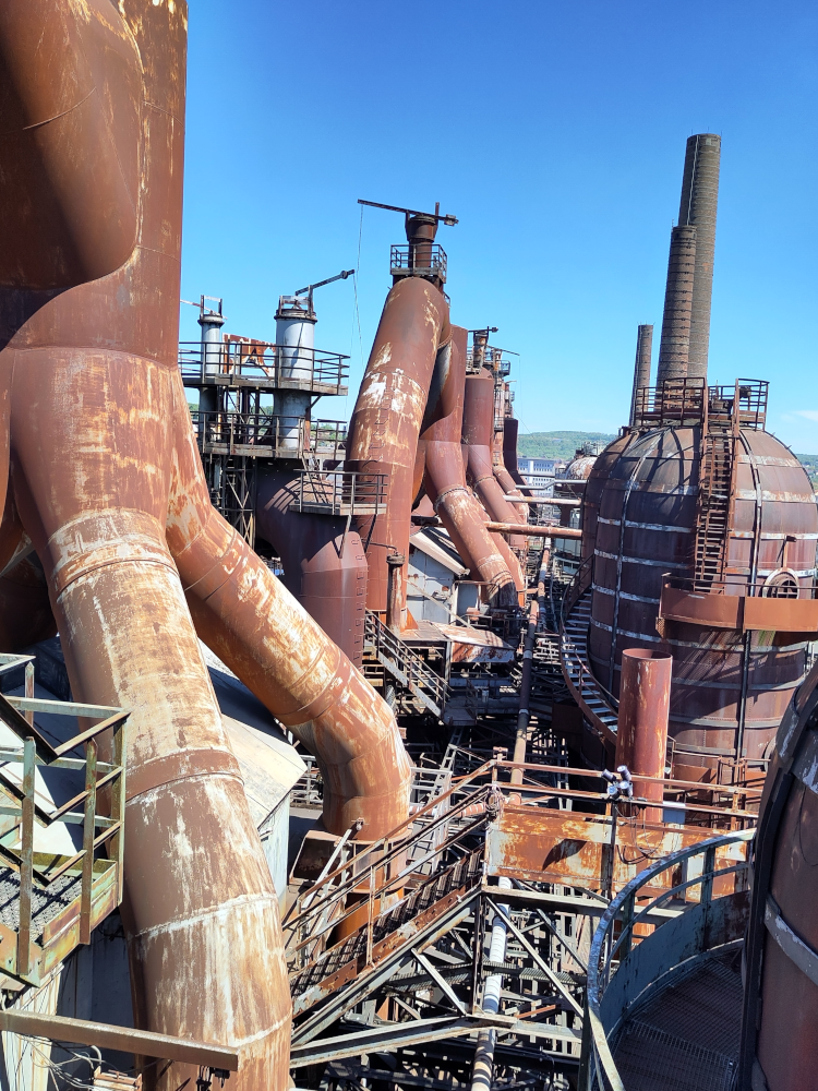 Blick auf die Hochöfen